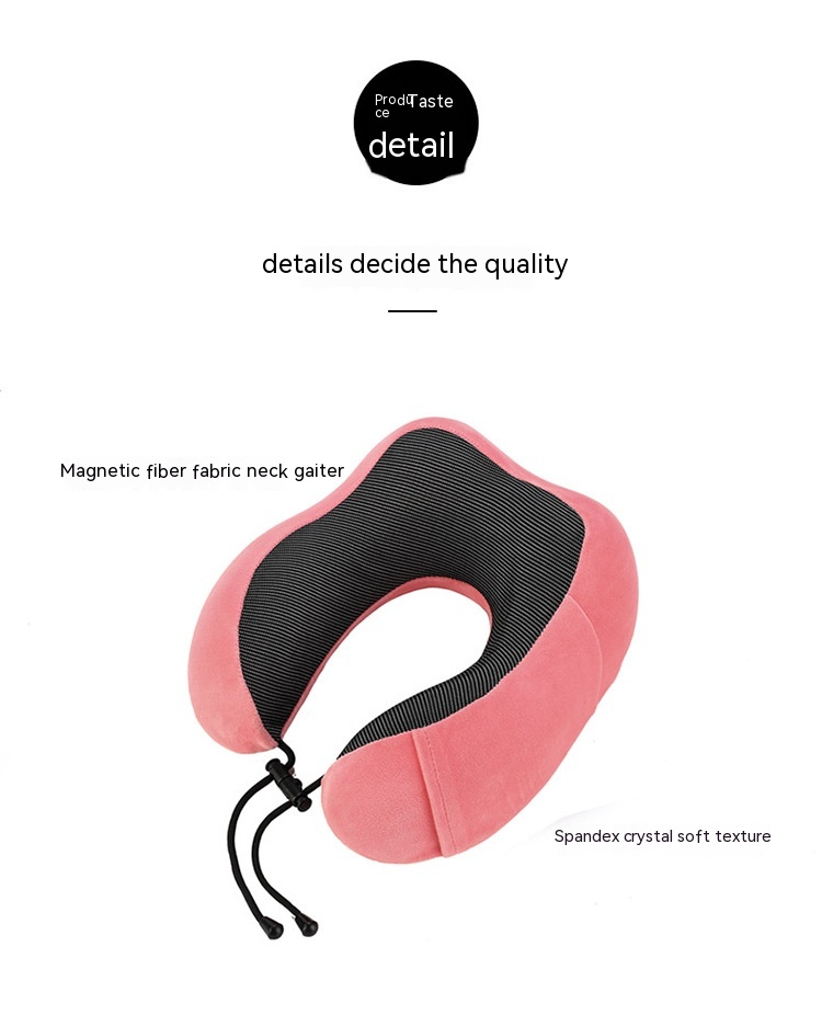 U-Shape Travel Neck Pillow with Side Pockets & Magnetic Clasp