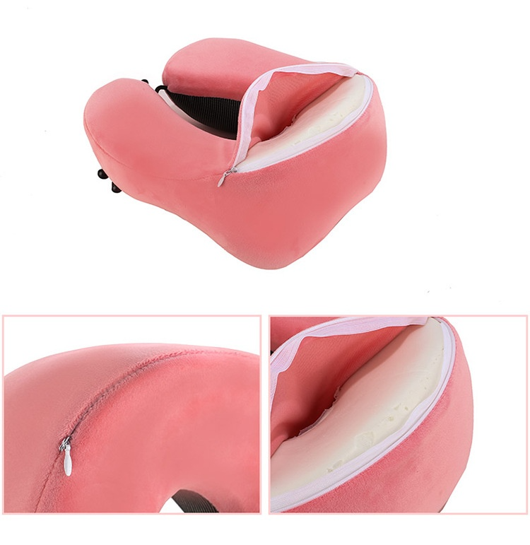 U-Shape Travel Neck Pillow with Side Pockets & Magnetic Clasp