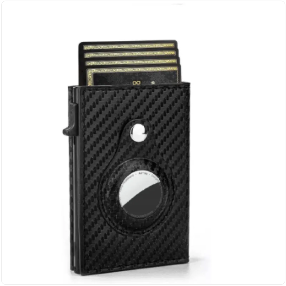 RFID-Blocking Leather Travel Wallet with AirTag Holder