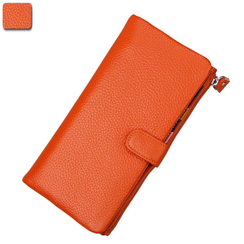 Ladies RFID-Blocking Genuine Leather Long Wallet for Travel