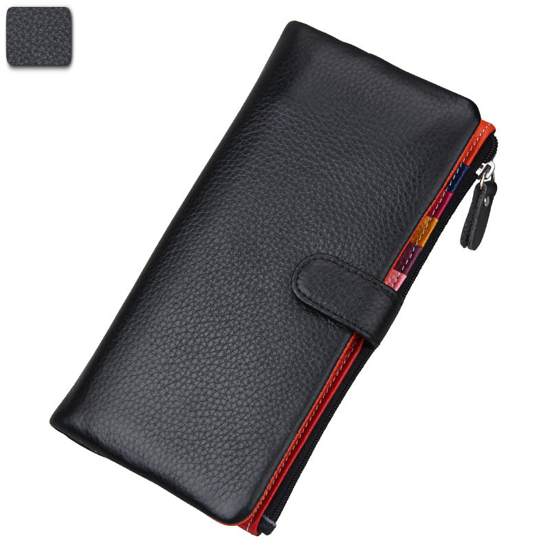 Ladies RFID-Blocking Genuine Leather Long Wallet for Travel
