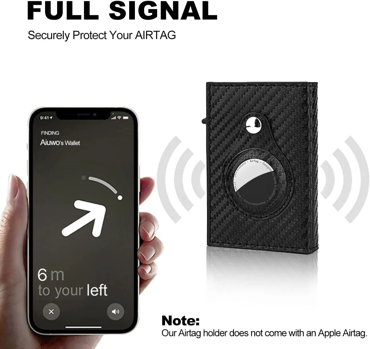 RFID-Blocking Leather Travel Wallet with AirTag Holder