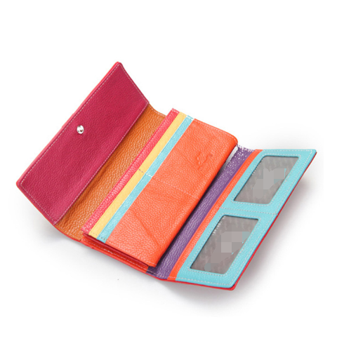Ladies RFID-Blocking Genuine Leather Long Wallet for Travel
