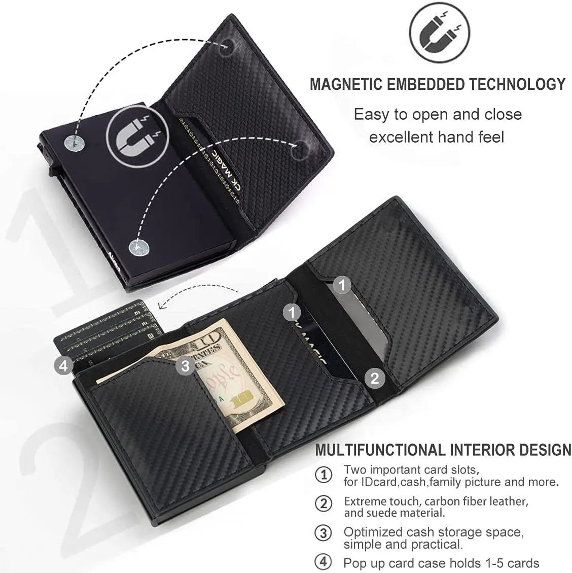 RFID-Blocking Leather Travel Wallet with AirTag Holder