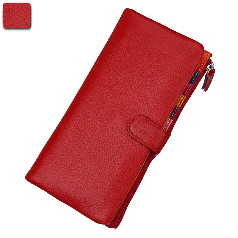 Ladies RFID-Blocking Genuine Leather Long Wallet for Travel
