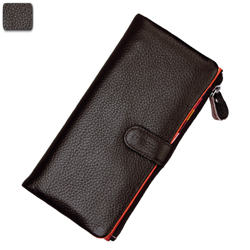 Ladies RFID-Blocking Genuine Leather Long Wallet for Travel