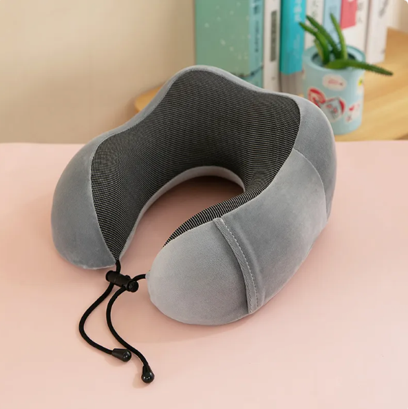 U-Shape Travel Neck Pillow with Side Pockets & Magnetic Clasp