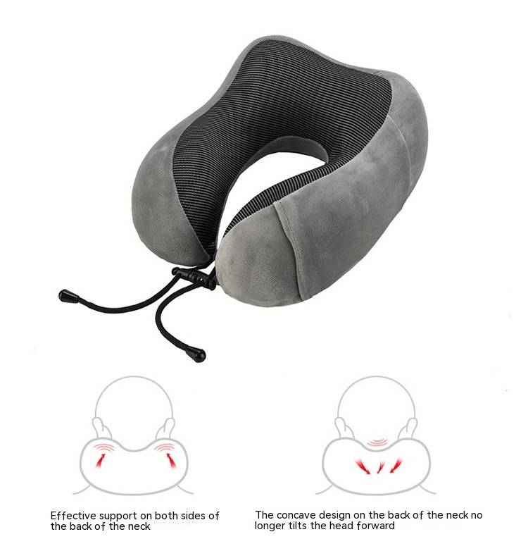 U-Shape Travel Neck Pillow with Side Pockets & Magnetic Clasp