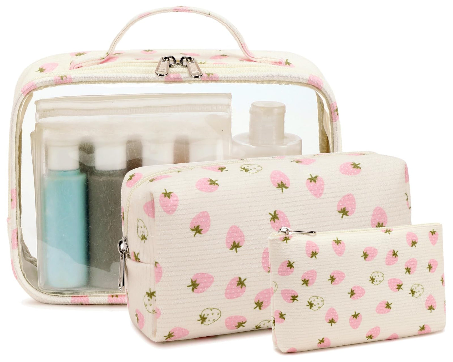 3-Piece Travel Toiletry & Cosmetic Bag Set for Women