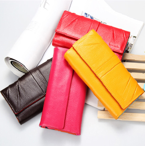 Ladies RFID-Blocking Genuine Leather Long Wallet for Travel
