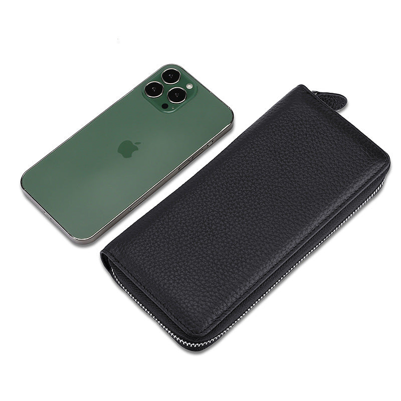Genuine Leather RFID-Blocking Travel Wallet – Large Capacity