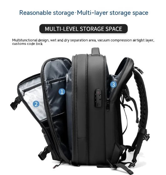 Vacuum Compression Travel Backpack with USB Charging Port