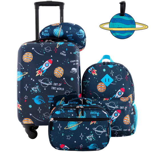 Travelers Club Kids 5-Piece Space Luggage Set – Carry-On, Backpack & More