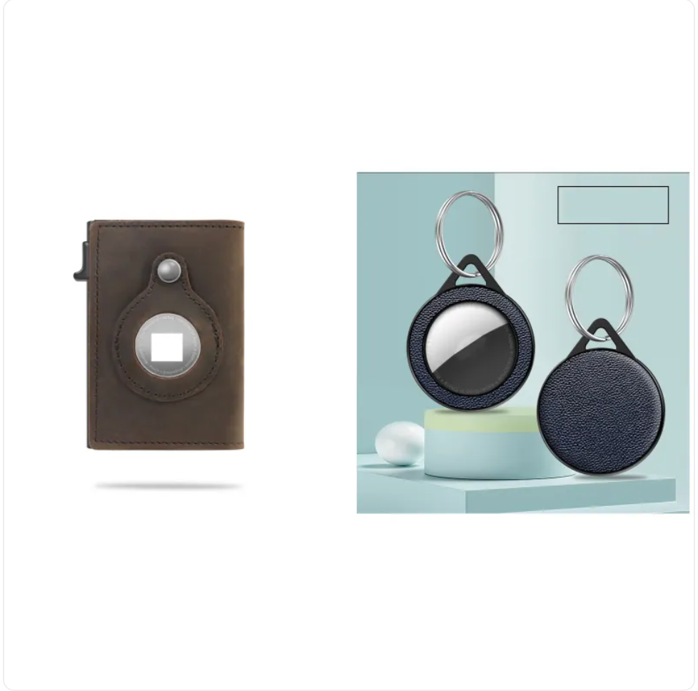 RFID-Blocking Leather Travel Wallet with AirTag Holder