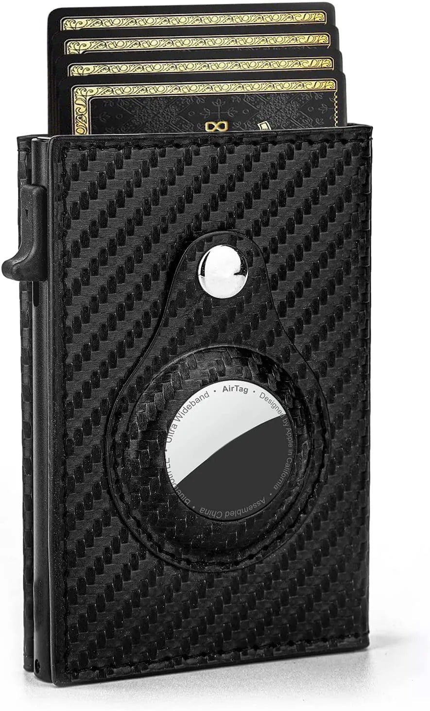 RFID-Blocking Leather Travel Wallet with AirTag Holder