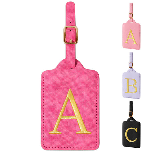 Personalized Initial Luggage Tag – Embroidered Monogram with Privacy Cover