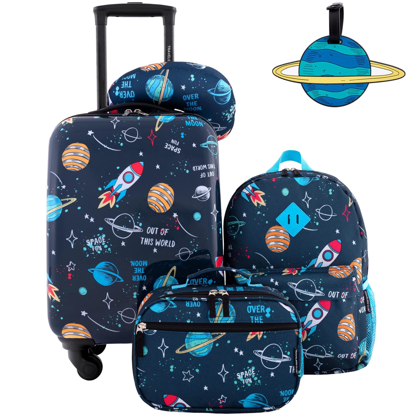 Travelers Club Kids 5-Piece Space Luggage Set – Carry-On, Backpack & More