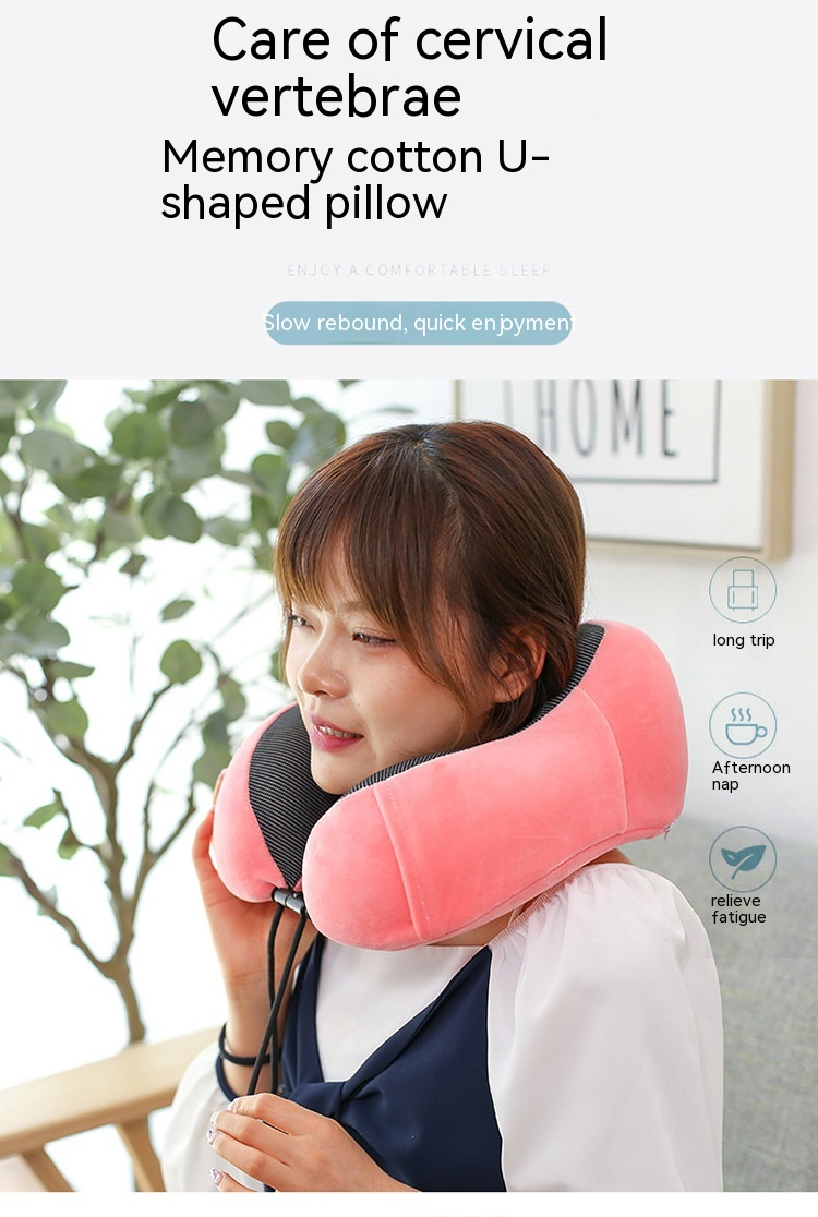 U-Shape Travel Neck Pillow with Side Pockets & Magnetic Clasp