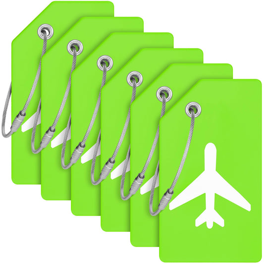 Silicone Luggage Tags – 6-Pack with Bright Colors & Plane Design