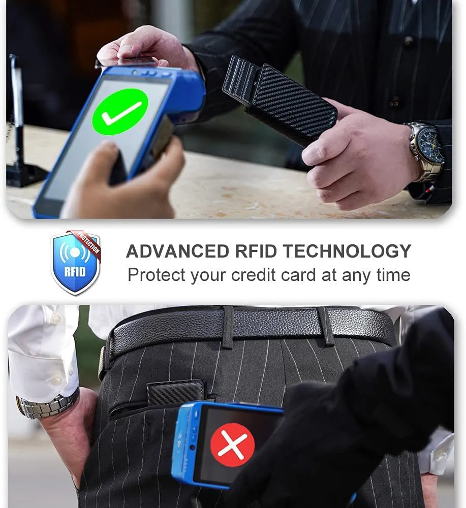 RFID-Blocking Leather Travel Wallet with AirTag Holder
