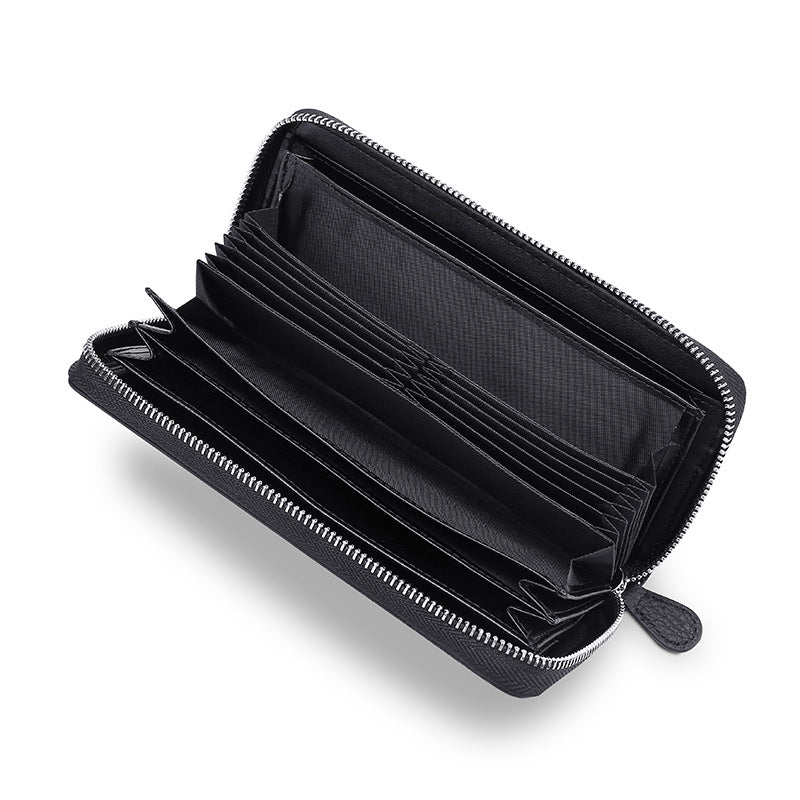 Genuine Leather RFID-Blocking Travel Wallet – Large Capacity