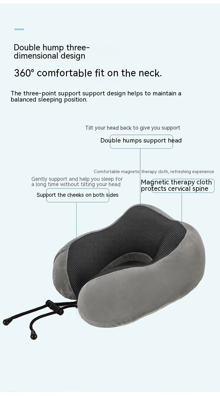 U-Shape Travel Neck Pillow with Side Pockets & Magnetic Clasp