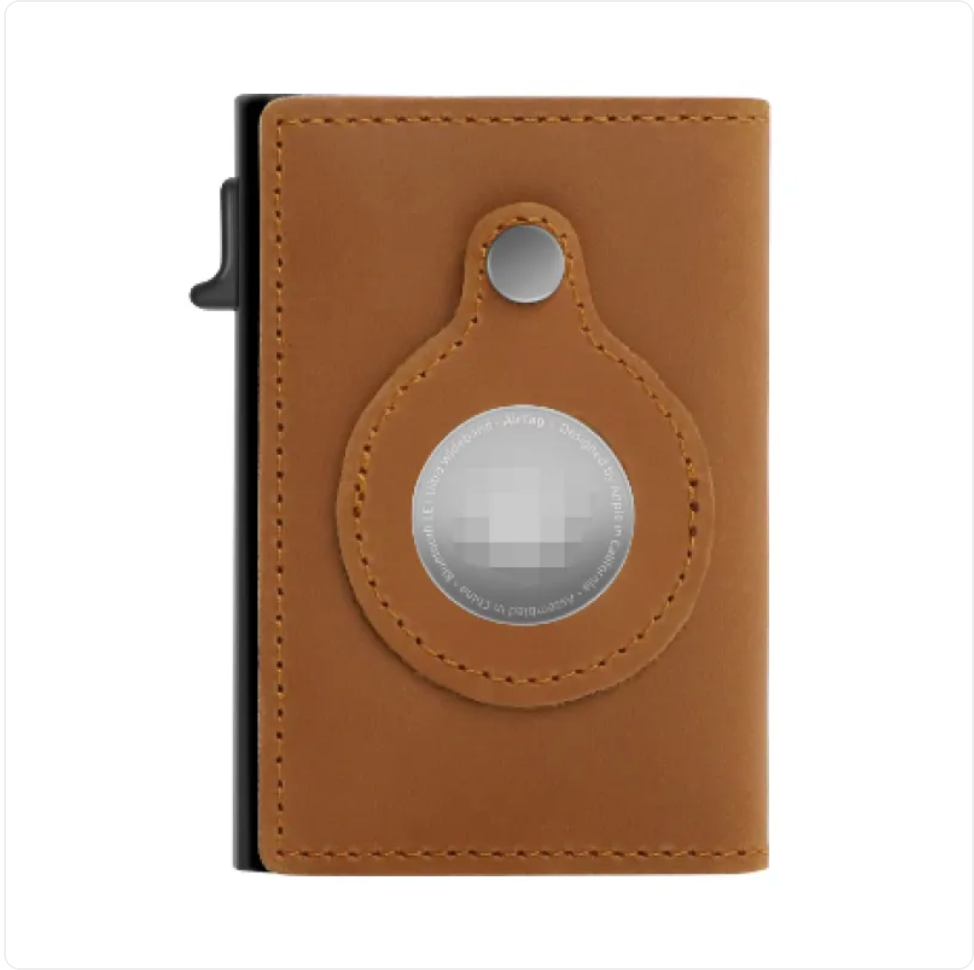 RFID-Blocking Leather Travel Wallet with AirTag Holder