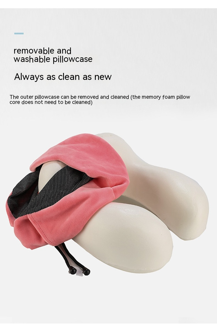 U-Shape Travel Neck Pillow with Side Pockets & Magnetic Clasp