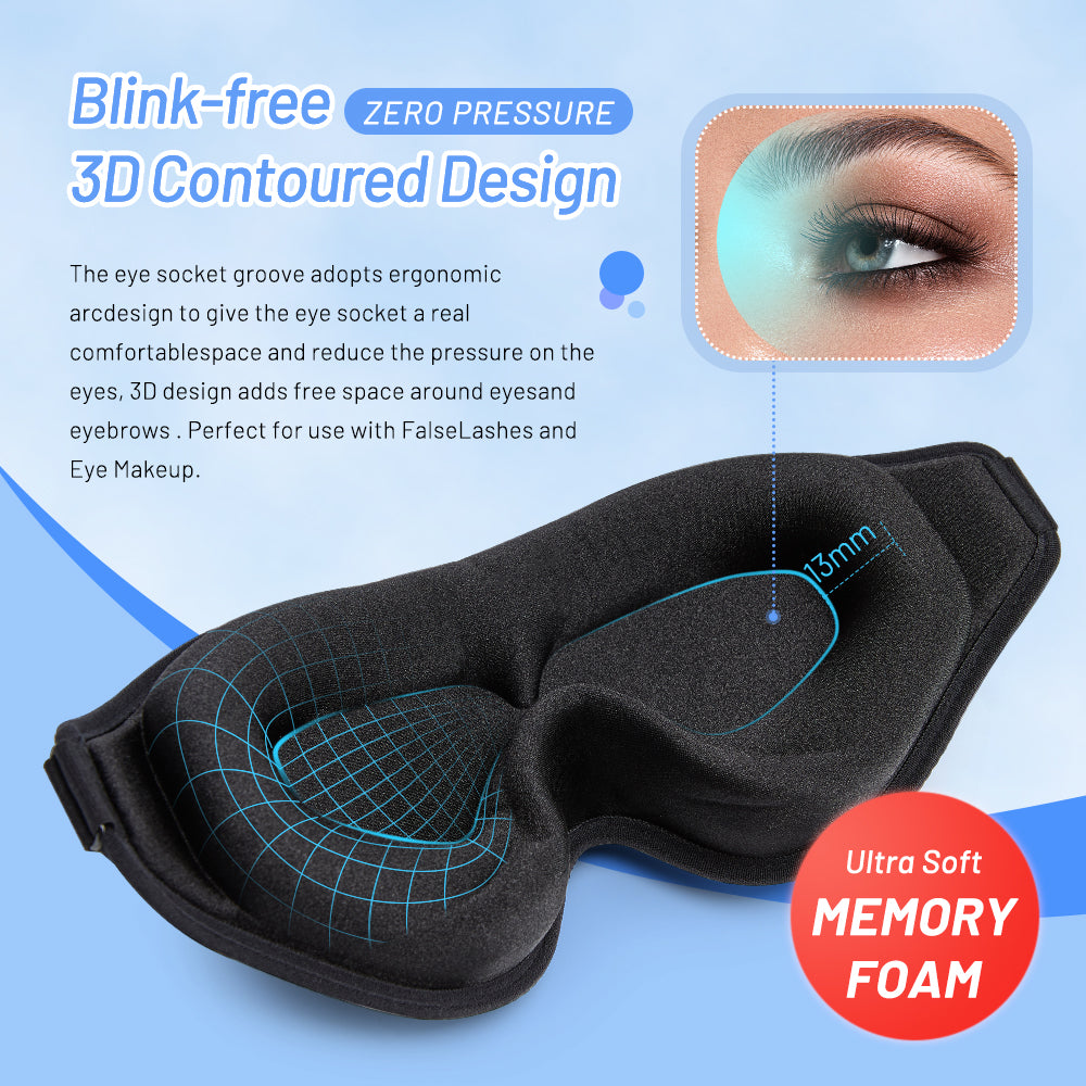 3D Memory Foam Travel Sleep Mask – Pressure-Free Blackout Comfort
